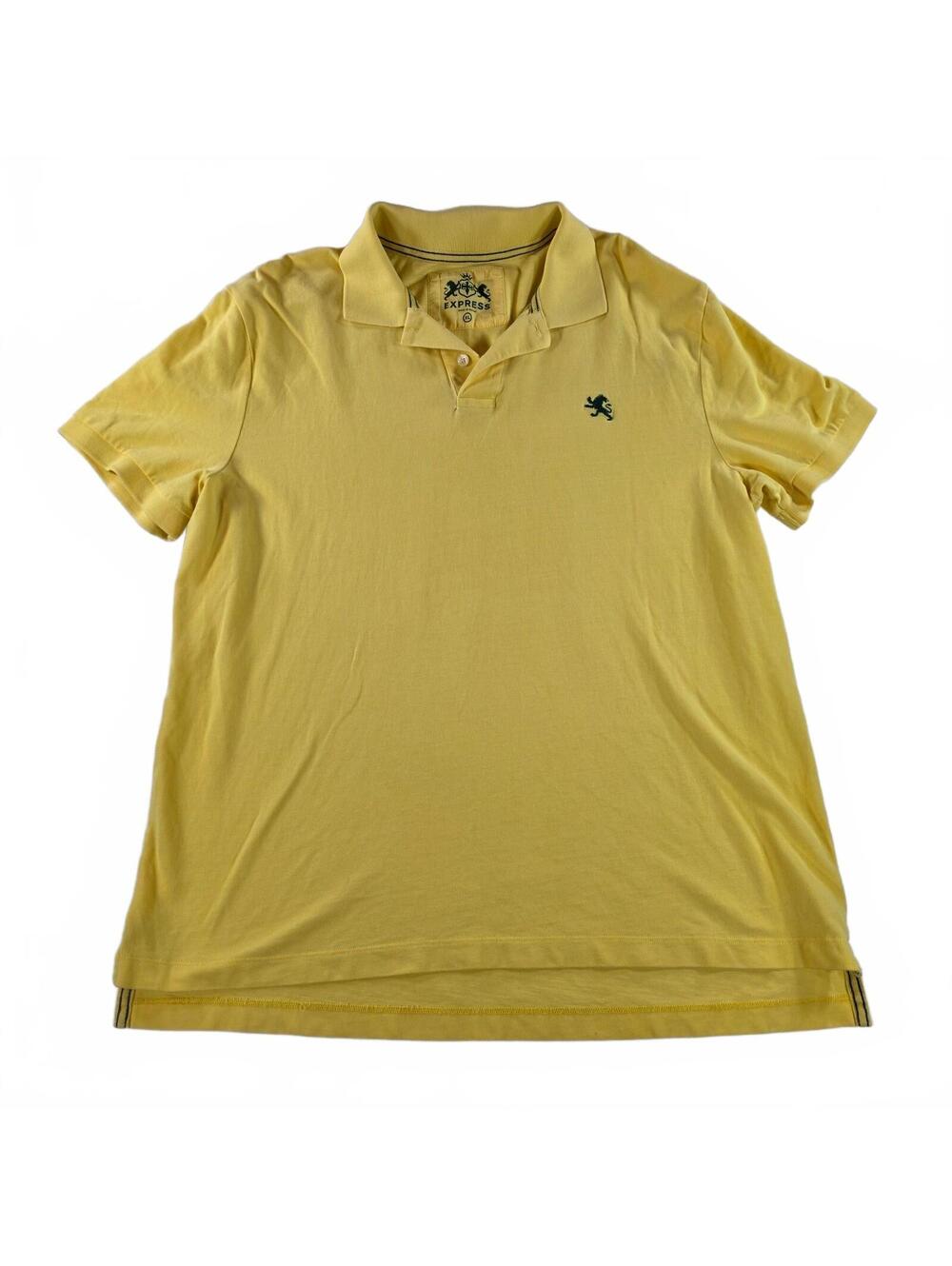 Express Men's Polo Shirt XL Yellow Casual Modern Fit Classic Fit Short Sleeve